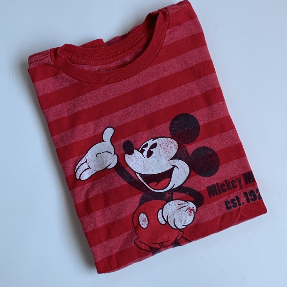 DISNEY Mickey Youth Stripe T-Shirt Size 10-12